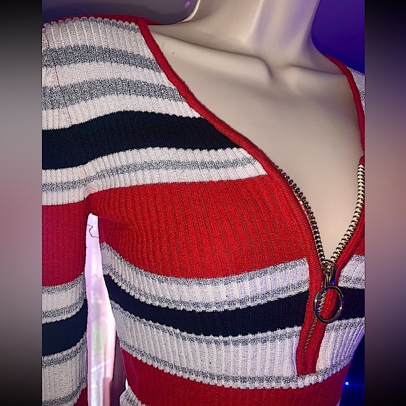 Womens BodyCon No Boundaries Red, Black, White and Silver striped Dress … - Picture 5 of 9